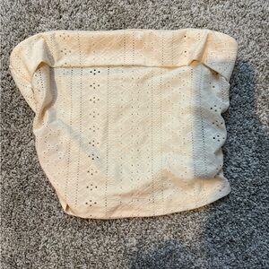 Cream Eyelet Strapless Top